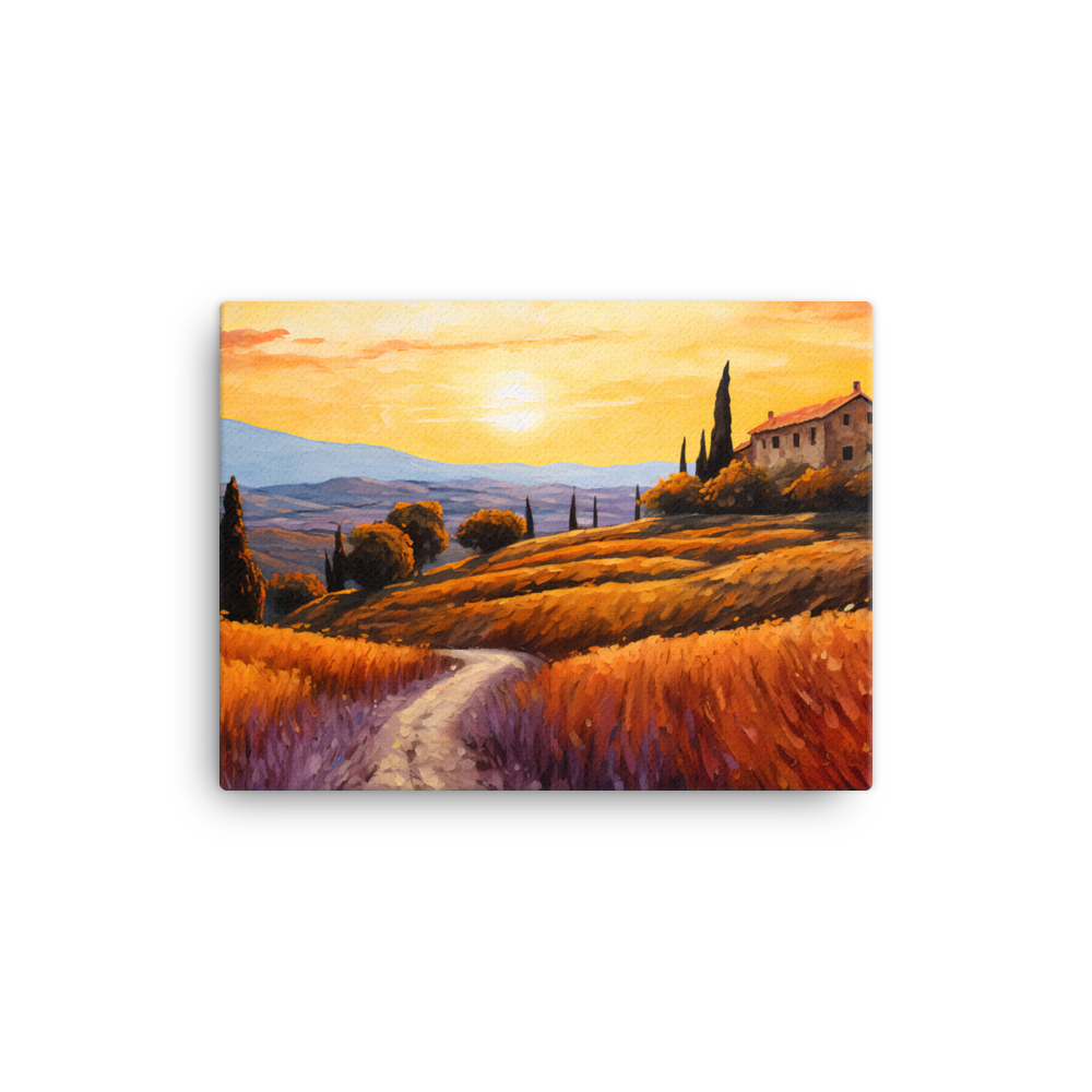 Leinwand "Impasto-Druck Toskana Landschaft am Abend"