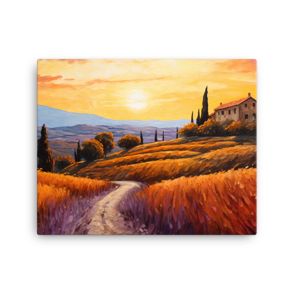 Leinwand "Impasto-Druck Toskana Landschaft am Abend"