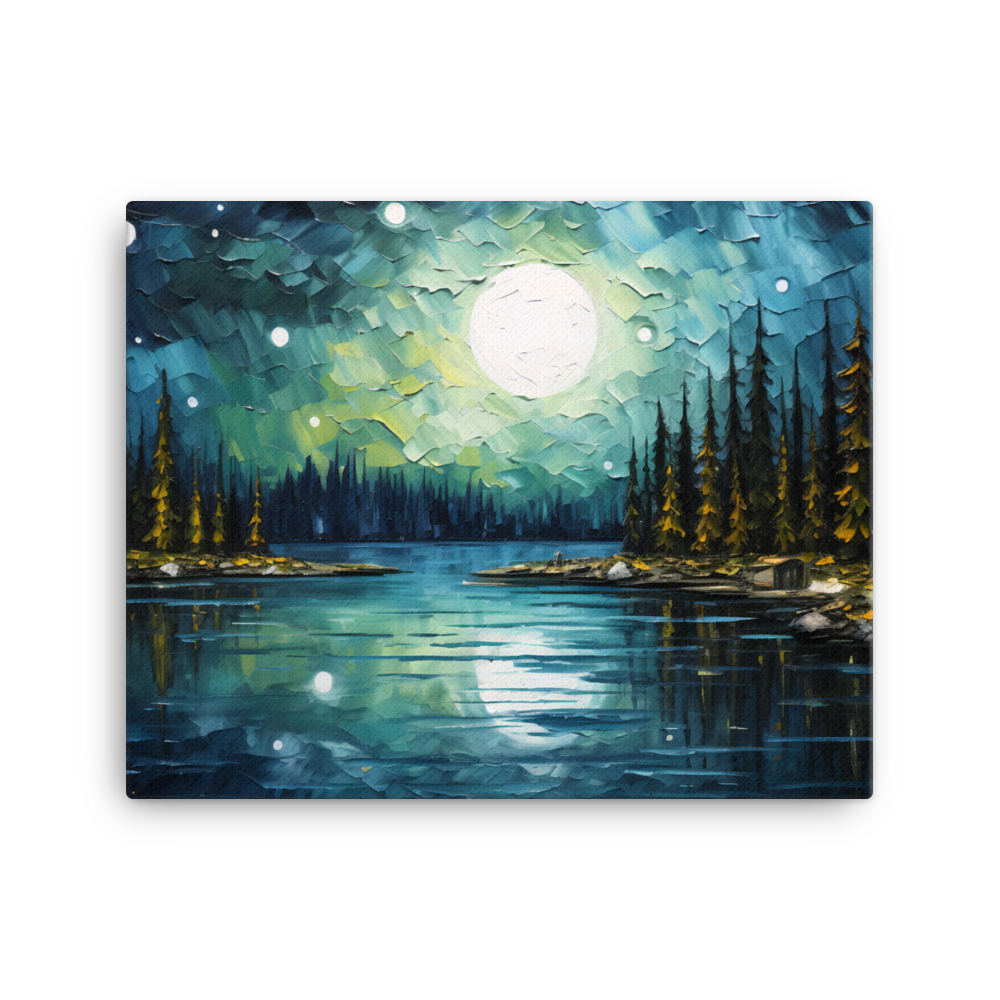 Leinwand Impasto-Druck "See bei Nacht"