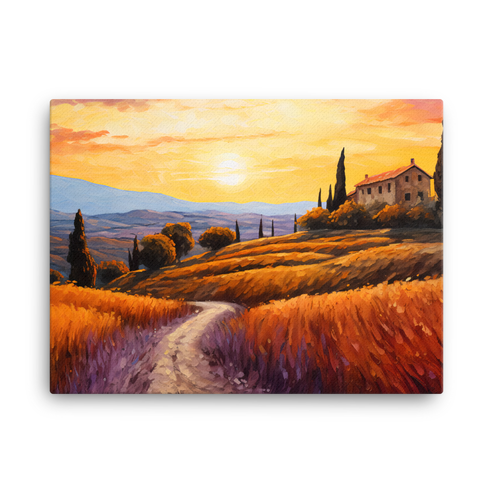 Leinwand "Impasto-Druck Toskana Landschaft am Abend"