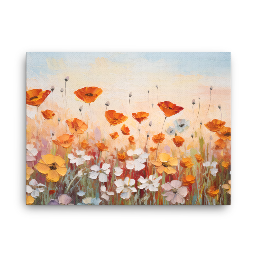 Leinwand Impasto-Druck "Blumenwiese am Abend"