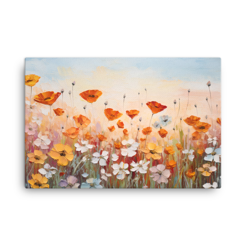 Leinwand Impasto-Druck "Blumenwiese am Abend"